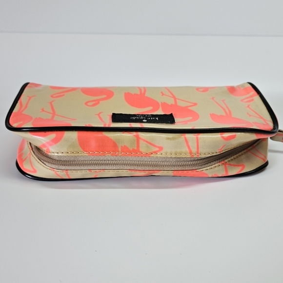 Kate Spade Neon Flamingo Cosmetic Bag Travel Toiletry Case - Picture 2 of 5